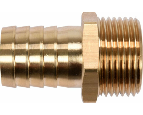 Штуцер для сопряжения водяного насоса со шлангом латунный FLO "елочка" FI 25- резьба М32 [10/80]