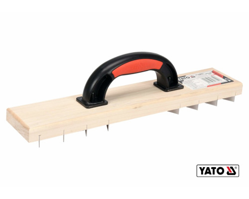 Терка для зняття штукатурки дерев'яна YATO : 405 х 84 мм, пластикова ручка [10/240]