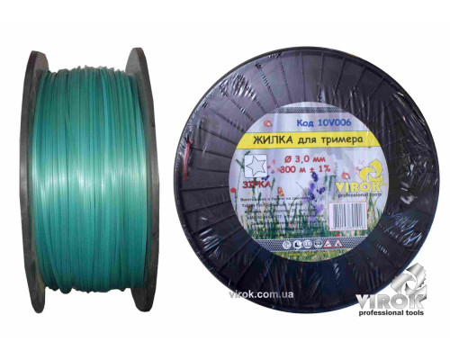 Жилка для тримера "ЗІРКА" TM VIROK : Ø= 3.0 мм, l= 300 м (бобіна)