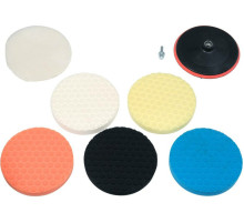 Губки и мех полировальные, на липучке YATO Ø= 180 мм, h= 25 мм с опорным диском и адаптером М14, 8 эл.