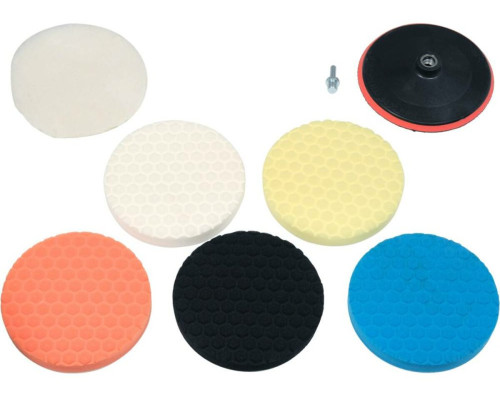 Губки і хутро полірувальні, на липучці YATO Ø= 180 мм, h= 25 мм з опорн диском і адаптером М14, 8 ел