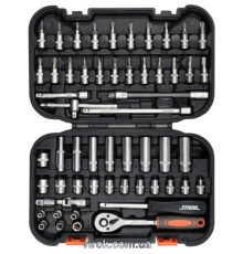 Набір головок торцевих, насадок STHOR : квадрат 1/4" з інструментами [56 Од.] [10/240]