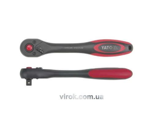 Тріщатка YATO : квадрат 3/8", 72T, L= 202 мм, ручка покрита пластиком [6/24/48]