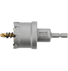 Сверло коронка по металлу TCT YATO: Ø40x103 мм, толщ. до 25мм, с направляющим, 6-гран. хвост 1/4" [10]