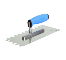 Терка гладилка VIROK PROFI: Нержавеющая, зубчатая, L=270x130 мм, зуб 4х4