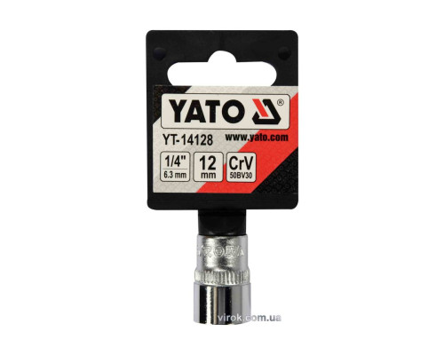Головка торцева 6-гранна YATO : квадрат 1/4", М12, CrV [Блістер] [6/360]