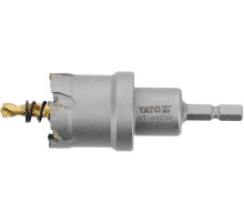 Свердло коронка по металу TCT YATO: Ø32 x103 мм, товщ. до 25мм, з напрямним, 6-гран. хвост 1/4" [10]