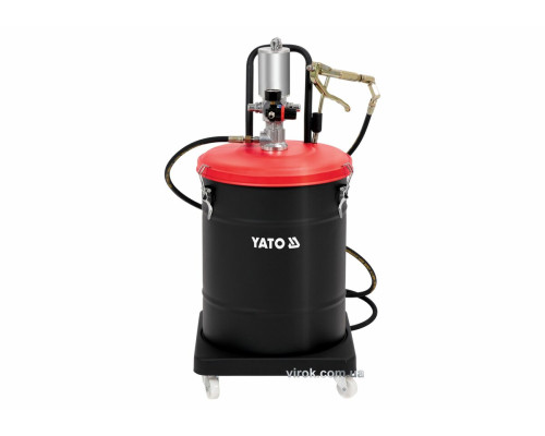 Смазочный аппарат пневматический YATO: бак-45 л, давление-0.8 MPa, выход. давление-300-400 Bar, шланг-4 м