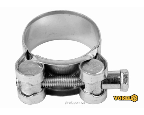Хомут сталевий, з гвинтовим затискачем GBS W1 VOREL : Ø= 40-43/ 20 мм, оцинкований [100]