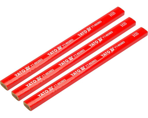 Олівці столярні YATO: з твердістю HB L= 175х 5х 2 мм. 3 шт, [480]