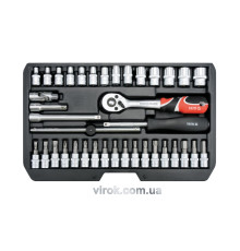 Набір головок торцевих YATO : квадрат 1/4", М4-13 з інструментами. 38 шт. [10]