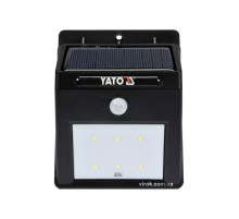 Світильник вуличний, сонячний, акумулятор.-3,В, 900мАг з датчиком руху-3м YATO; світл. P=120lm [12]