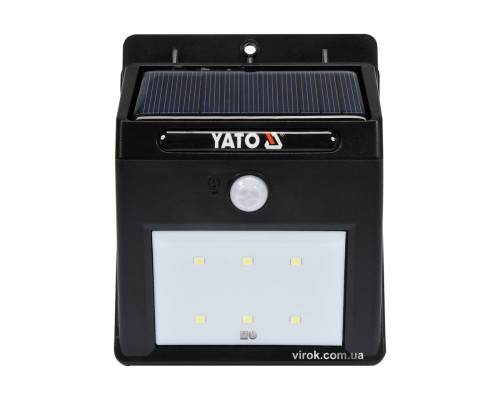 Світильник вуличний, сонячний, акумулятор.-3,В, 900мАг з датчиком руху-3м YATO; світл. P=120lm [12]