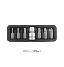 Набор отверточных насадок YATO : "TORX-T", L= 30 мм. адаптер 1/2". 7 шт. [24/72]