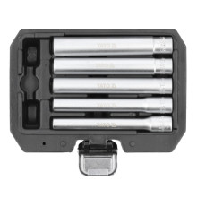 Головки торцеві YATO дуже довгі, з квадратами 1/4" і 3/8", М= 8, 10, 12, 13, 14 мм, L= 120 мм, 6 еле