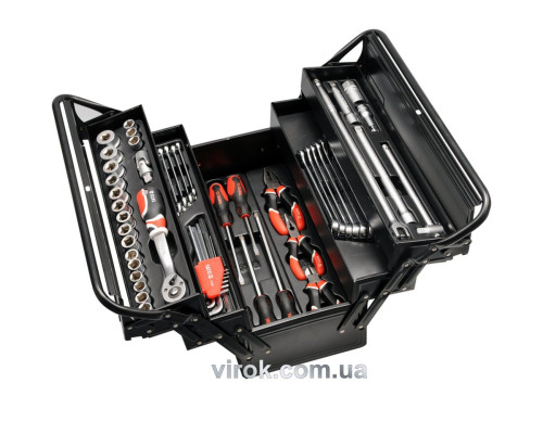 Ящик розкладний металевий YATO : 475х230х365 мм. з інструментами. 63 шт. [1]