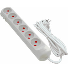 Подовжувач мережевий VIROK: l= 2 м, з 6 гніздами без заземлення