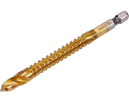 Свердло фрезерувальне по металу YATO : HSS-TIN, Ø= 7 мм, l= 92 мм, HEX - 1/4"(DW)