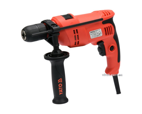 Дриль ударний мережевий YATO : P= 710 Вт, самозатискний патрон Ø≤ 13 мм [5/120]