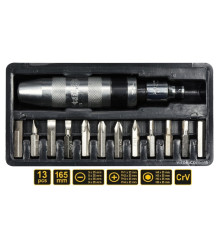 Викрутка ударна VOREL : 12 насадок [кейс]. кпл. 14 од. [20/600]