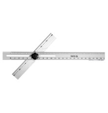 Кутник алюмінієвий YATO з 2-х лінійок, з метричними і дюймовими шкалами, l= 600 x 360 мм [6/24]