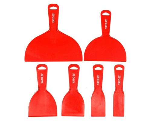 Шпателі пластикові еластичні YATO b= 40, 50, 80, 100, 150, 200 мм, l= 180 і 205 мм, 6 шт [6/24]