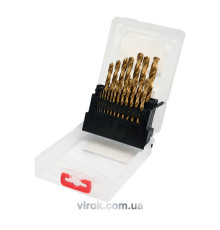 Свердла по металу титанові YATO : HSS-TiN Ø= 1-10 мм. (Набір/19 Шт.) [6/30]