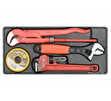 Вклад в инструментальный шкаф YATO, с 2 трубными и 1 разводным ключами, тефлоновая лента, 4 элем.