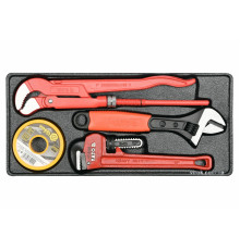 Вклад до інструментальної шафи YATO, з 2 трубними і 1 розвідним ключами, тефлонова стрічка, 4 елем.