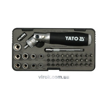 Отвертка реверсивная YATO : трещотка, насадки HEX 1/4": SL,H,PH,PZ,T. [Кейс][Комплект 42 Ед.](DW)