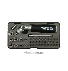 Викрутка реверсивна YATO : тріщатка, насадки HEX 1/4": SL,H,PH,PZ,T. [Кейс][Комплект 42 Од.](DW)
