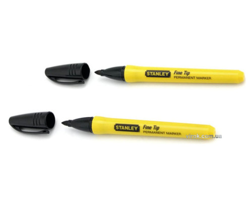 Маркер STANLEY "Fine Tip" : чорний, перманентний, загострений наконечник. 2 (Шт/Уп.)