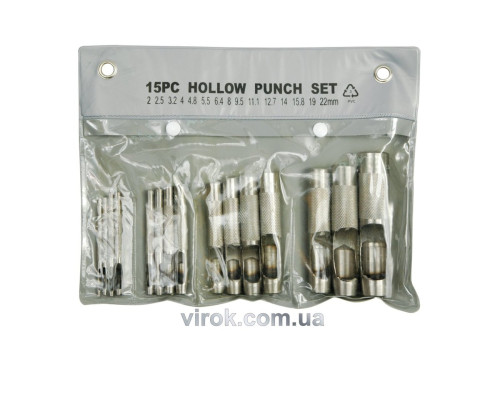 Пробійник для шкіри VOREL Набір 2-22мм 15шт. [5/20]