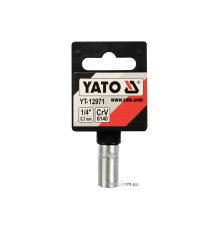 Перехідник для насадок викруткових YATO : квадрат 1/4"(F) HEX- 1/4 (M)6,3 мм, CrV [Блістер] [5]