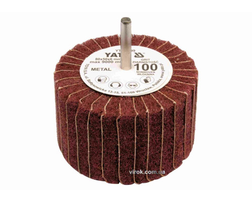 Круг пелюстковий шліфувальний YATO : подовжений Ø=80 мм, К150, шпиндель Ø= 6 мм, H= 50 мм [10/60]