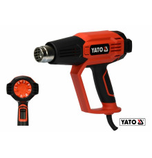 Фен технічний мережевий YATO : 2 кВт, 50-600°C, 250-500 л/хв, 7 режимів температури + 5 насадки [5]