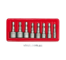 Насадки викруткові торцеві (біта) VOREL : HEX 1/4". M5-13 мм. Набір 8 шт. [25/50]