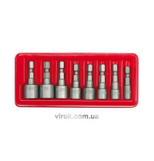 Насадки викруткові торцеві (біта) VOREL : HEX 1/4". M5-13 мм. Набір 8 шт. [25/50]