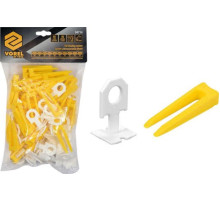 Клипсы и клинья для выкладки керамической плитки VOREL: 1 мм, t≤ 14 мм. 50+50 шт. [15]