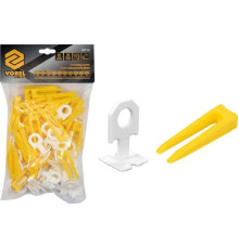 Кліпси і клини для викладання керамічної плитки VOREL : 1 мм, t≤ 14 мм. 50 + 50 шт. [15]
