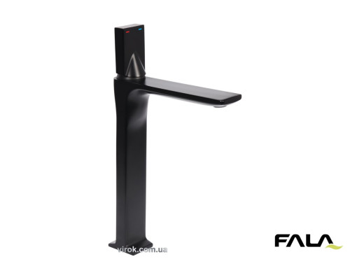 Змішувач води FALA для умивальника високий "NOIR 2" з кульовим регулятором, латунний корпус [12]