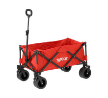 Тележка приусадебная раскладная на 4 колесах YATO с поворот дышлом, емкость - 82х 44х 28см, навант 100кг