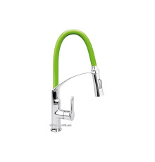 Змішувач води FALA"FLEXIBLE-2"для раковини з гнучкою зеленою лійкою, регулюв.потоку води,l=60 см(DW)