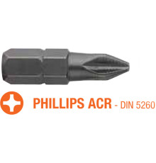 Насадка викруткова USH Industry : Phillips ACR PH1 x 25 мм (з зубцями) Уп. 5 шт.