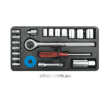 Набір головок торцевих VOREL : квадрат 1/4", 3/8" з інструментами [20 Од.] [10]