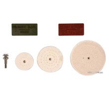 Полірувальний набір VOREL : 3 диски Ø= 50, 75, 100 мм, штифт-тримач Ø= 6 мм, 2 види мастики [30/60]