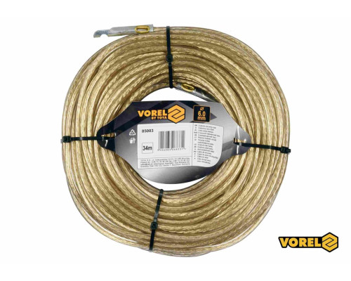 Трос сталевий з наконечниками для пломб VOREL : Ø6 мм x 34 м [12]