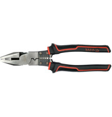 Плоскогубці комбіновані з функцією обробки провідників YATO l= 220 мм, ізольвані ручки [5/50]