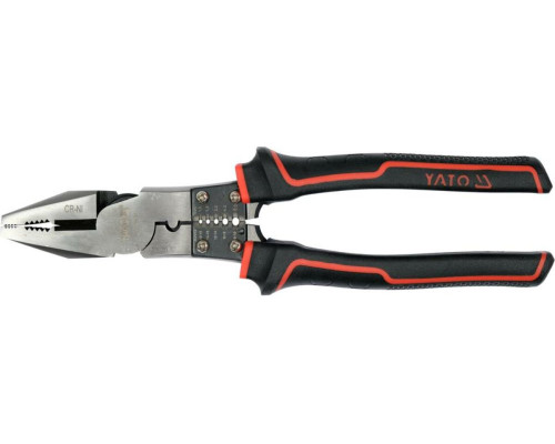 Плоскогубці комбіновані з функцією обробки провідників YATO l= 220 мм, ізольвані ручки [5/50]