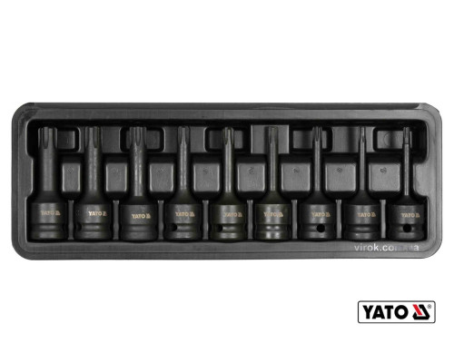 Набір насадок викруткових ударних YATO : RIBE M5-M14. квадрат 1/2" CrMo, 9 Од + кейс [10]